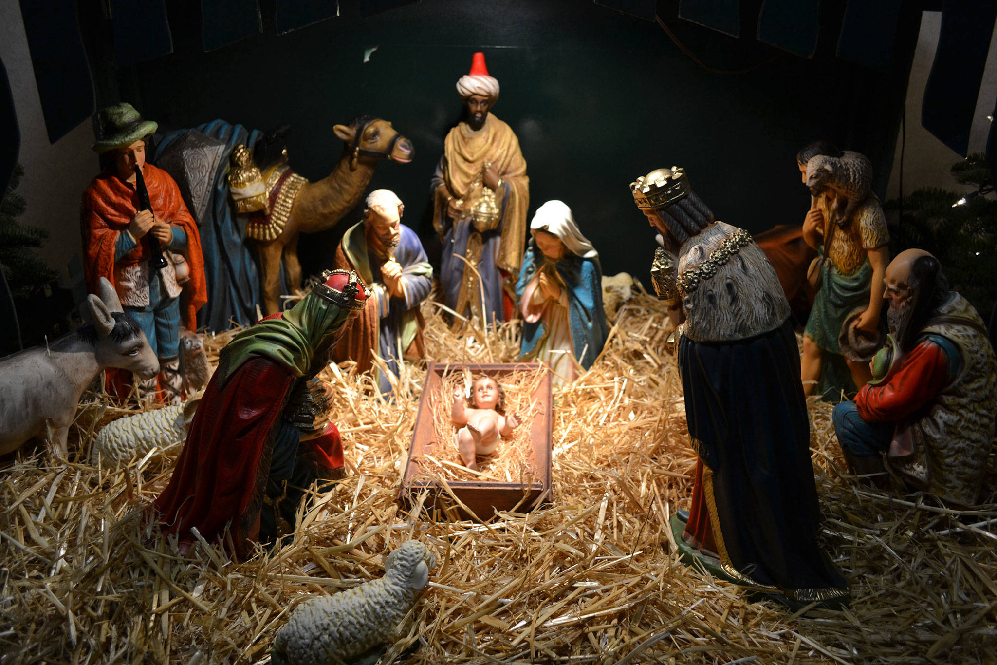 St. Joseph’s Roman Catholic Church continues to place this nativity out on Christmas Eve. Sequim Gazette file photo by Matthew Nash