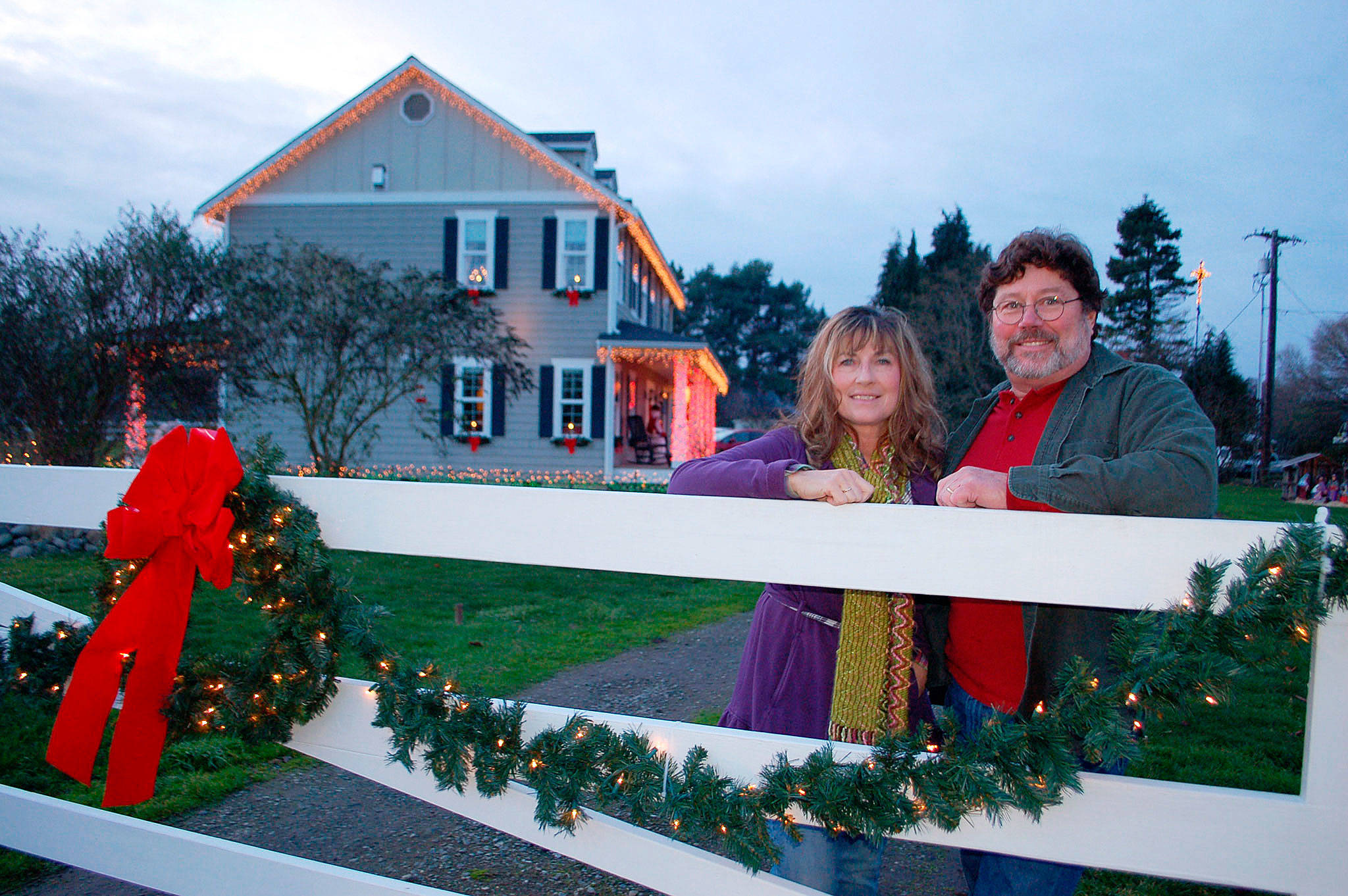 Linda and Dave Donaghay have decorated their house at 111 Cays Road with a variety of Christmas lights and decorations, including a manger scene. Sequim Gazette photo by Erin Hawkins