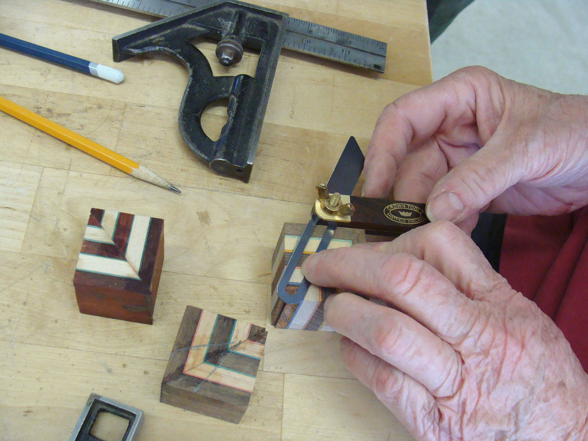 To create symmetry between slices, Martha Collins said angles of each block’s corner must be within 0.002 inches of one another. Photo by Turningsmith Studios