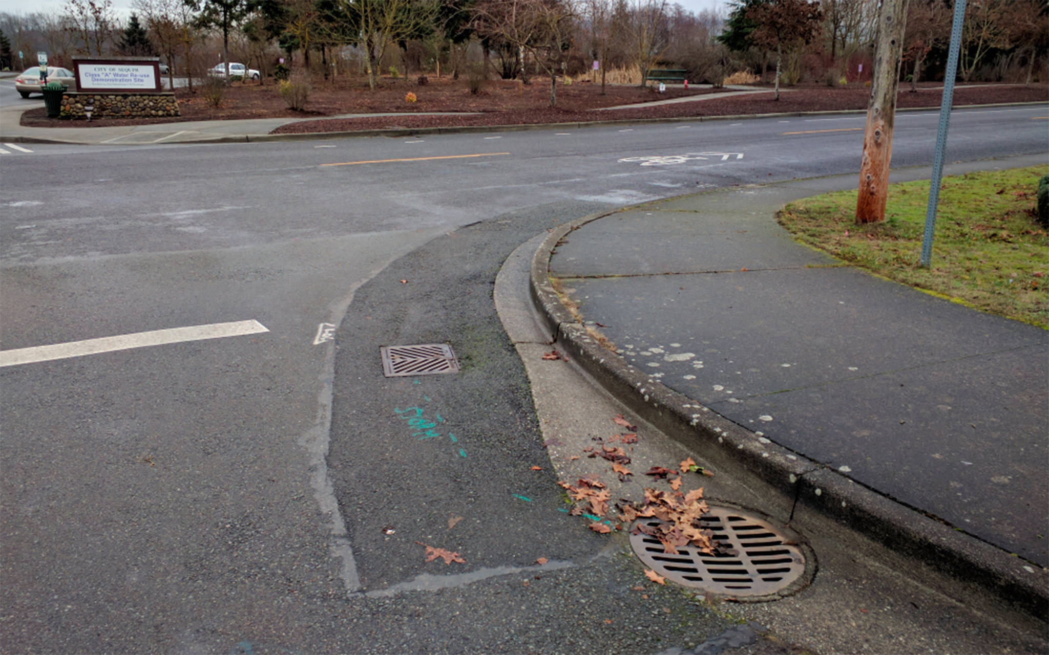 Starting in the next few weeks, InterWest Construction, Inc of Sequim will begin construction along North Blake Avenue by Carrie Blake Community Park to finish sidewalk paths and make all the curbs compliant with the Americans with Disabilities Act. Photo courtesy of the City of Sequim