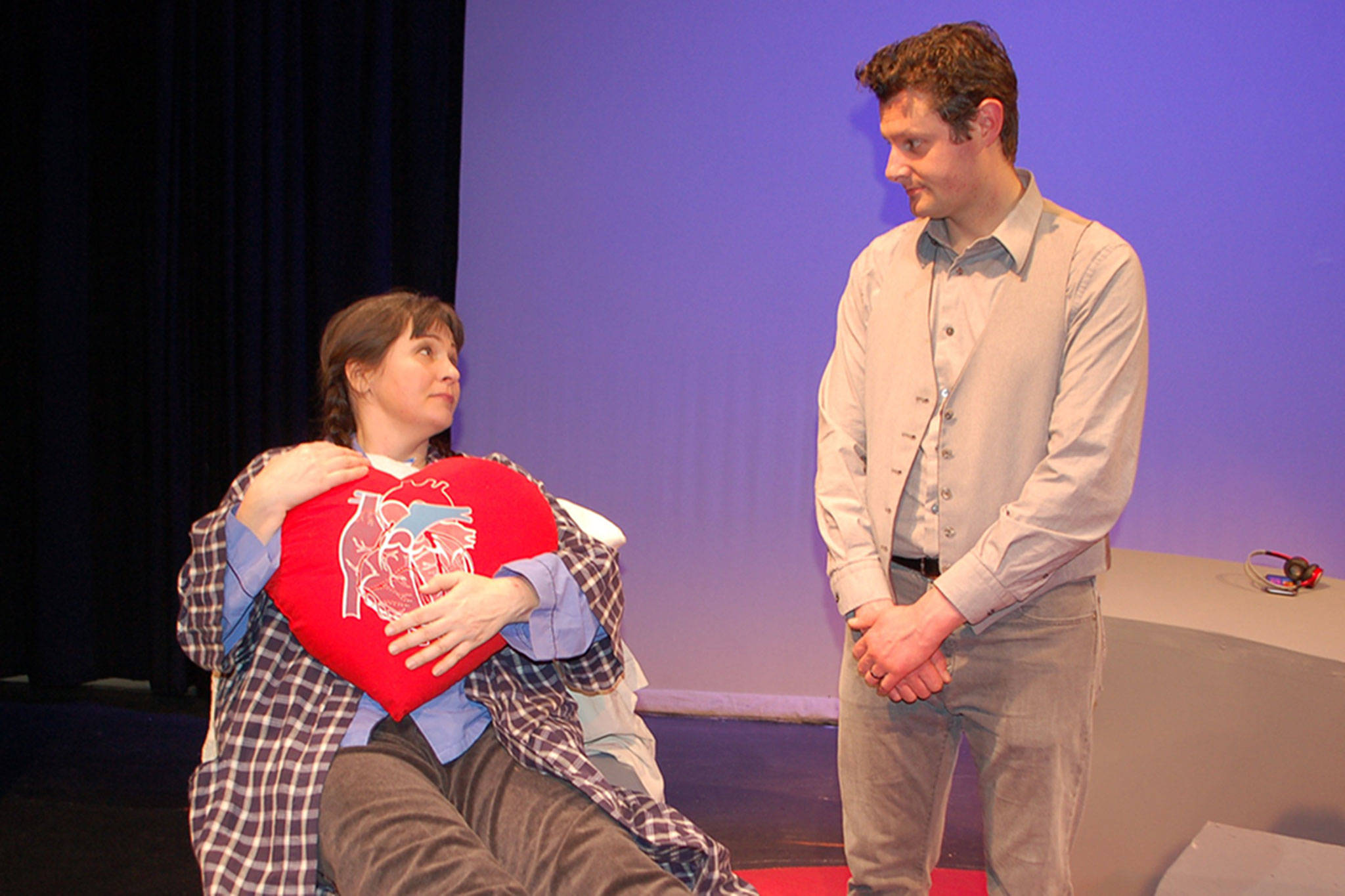 Olympic Theatre Arts presents “The Tin Woman” a drama about a woman named Joy, (Rebecca Horst, left) who is a heart transplant recipient, and Jack (cast as Edwin Anderson III), the heart transplant donor. Sequim Gazette photo by Erin Hawkins