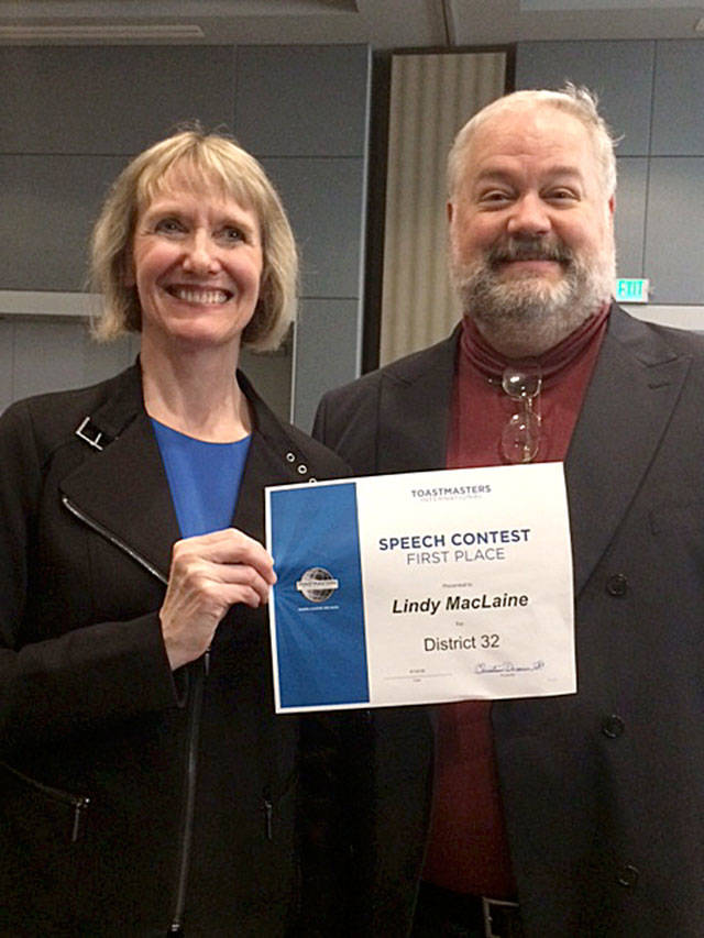 Milestone: MacLaine takes top honors at district Toastmasters competition