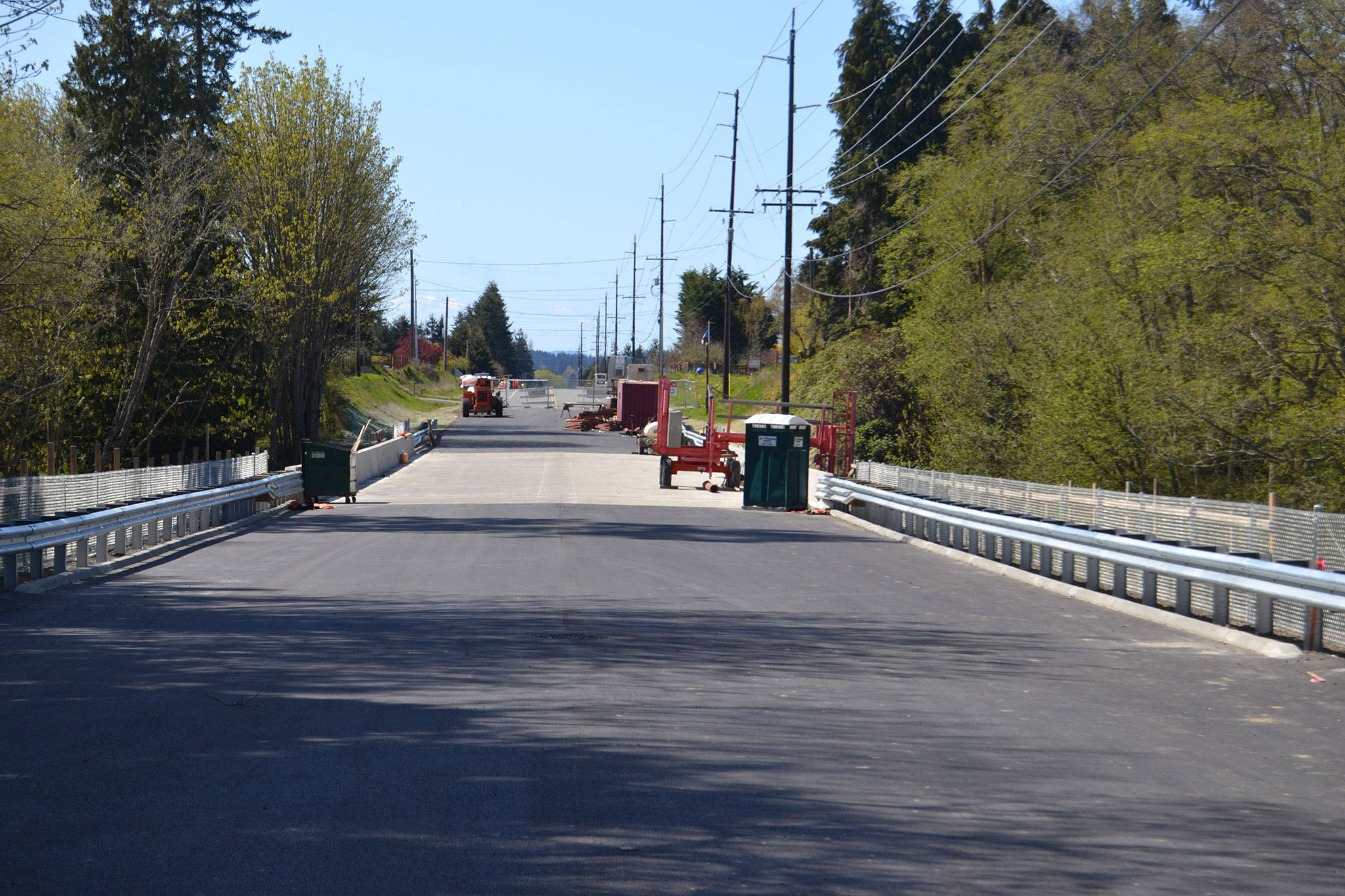 A community celebration is set for 10 a.m. Saturday, April 28, on the new McDonald Creek Bridge to celebrate it reopening tentatively on April 30. Sequim Gazette photo by Matthew Nash