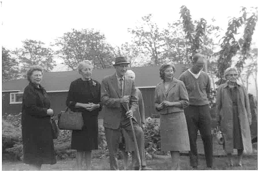 Henry Lotzgesell, center, was given the honor of digging the first shovel at the Pioneer Memorial Park fountain groundbreaking in the mid-1960s. Photo courtesy of Sequim Prairie Garden Club