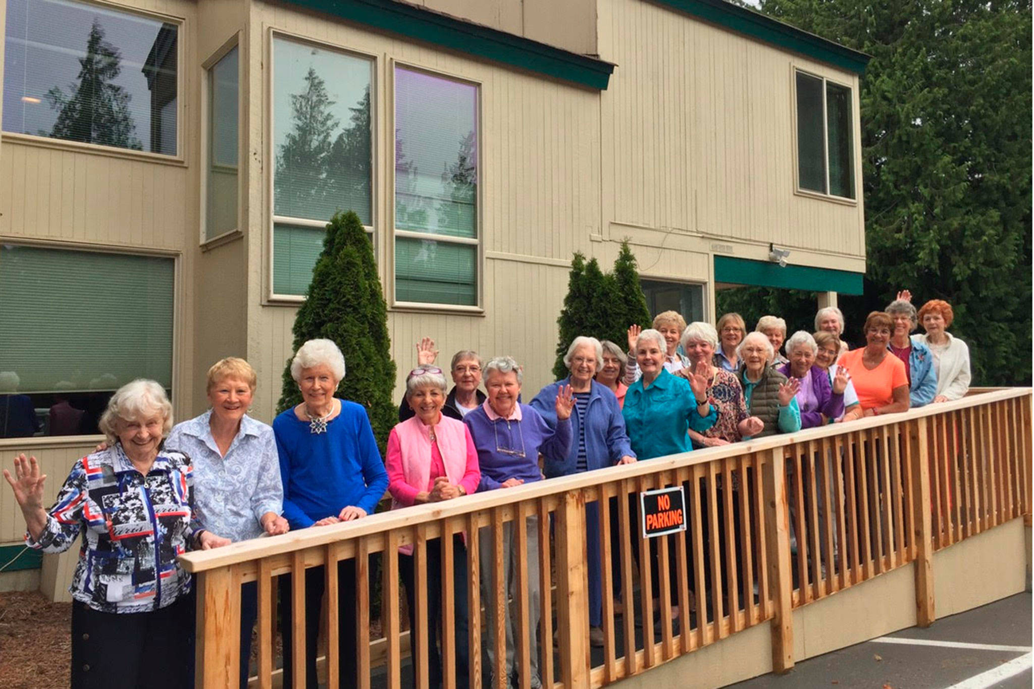 At the May event, some of Sunland’s Sunshiners gathered for a photo to celebrate 16 years together. The group started affiliated with the Red Hat Society in 2002 and went off on its own as the Sunshiners seven years later to raise funds for community efforts. Submitted photo