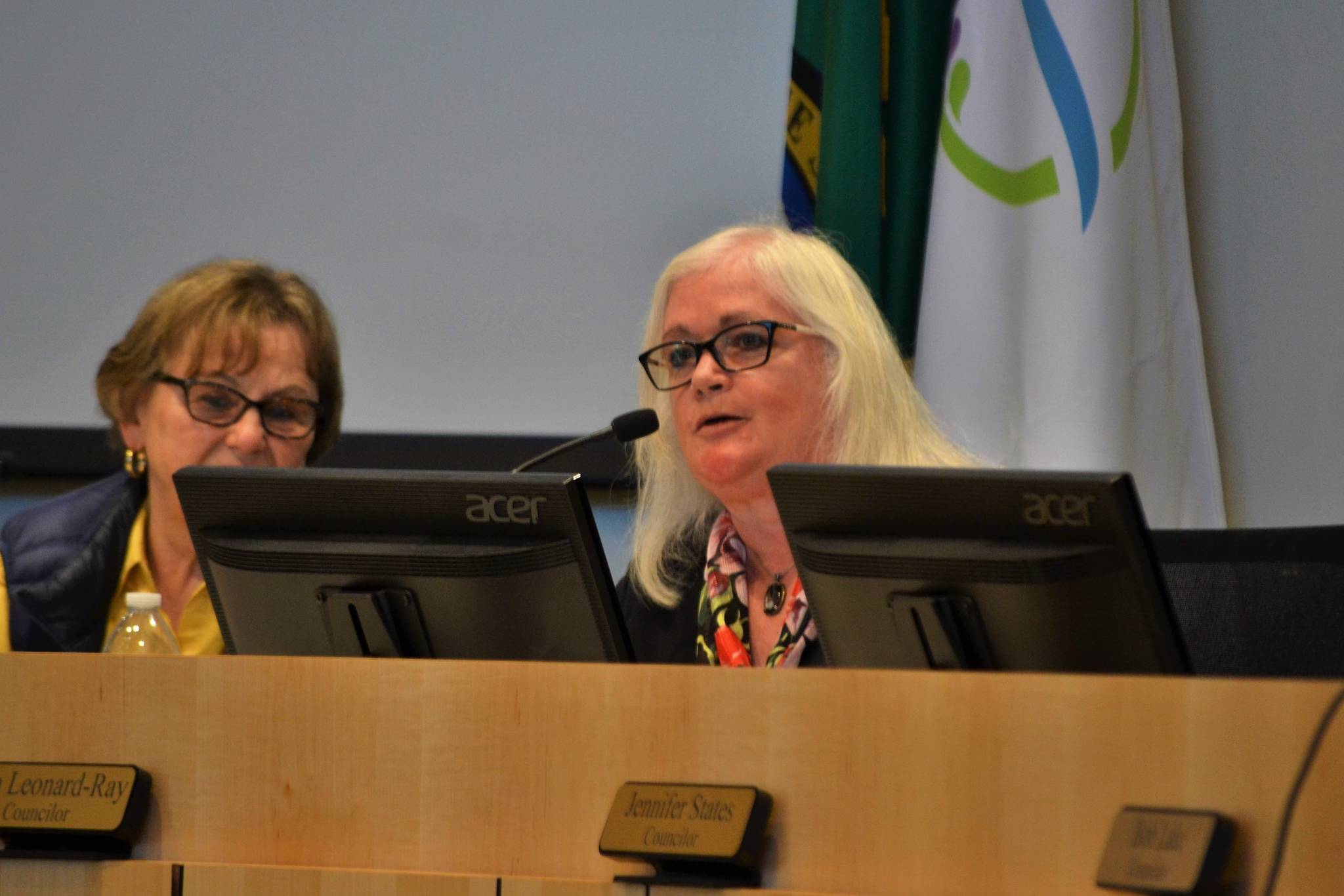 On May 14, Pam Leonard-Ray, right, announced her resignation from the Sequim City Council. Now, applications for her position are open through 9 a.m. Friday, July 13. Applicants will be interviewed on July 23 by city councilors with an appointee possibly selected and sworn in that night. Sequim Gazette file photo by Matthew Nash
