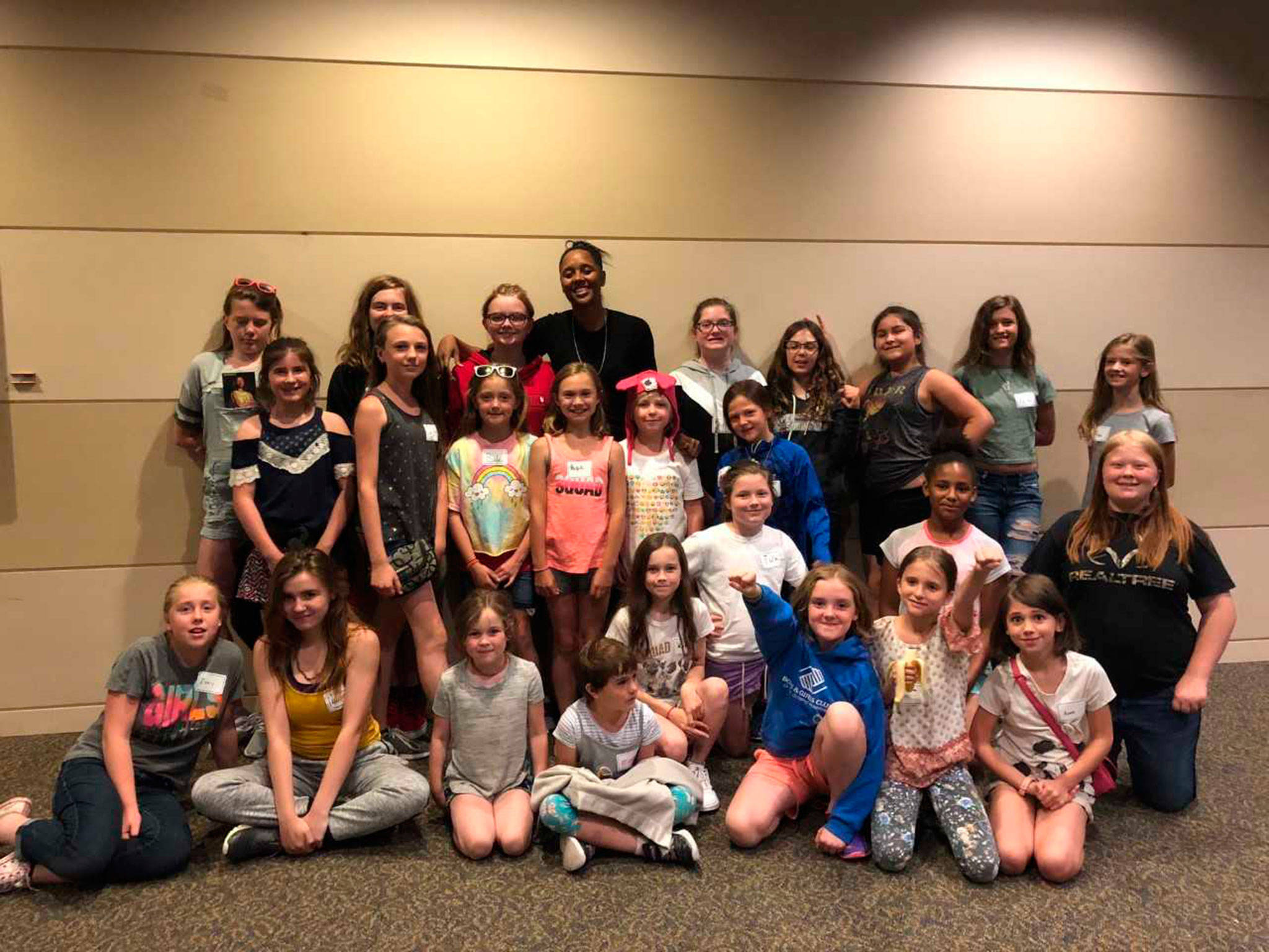 Sixteen girls from the Boys & Girls Clubs of the Olympic Peninsula participated in the Storm Leadership Academy with Storm player Noelle Quinn last week. Submitted photo