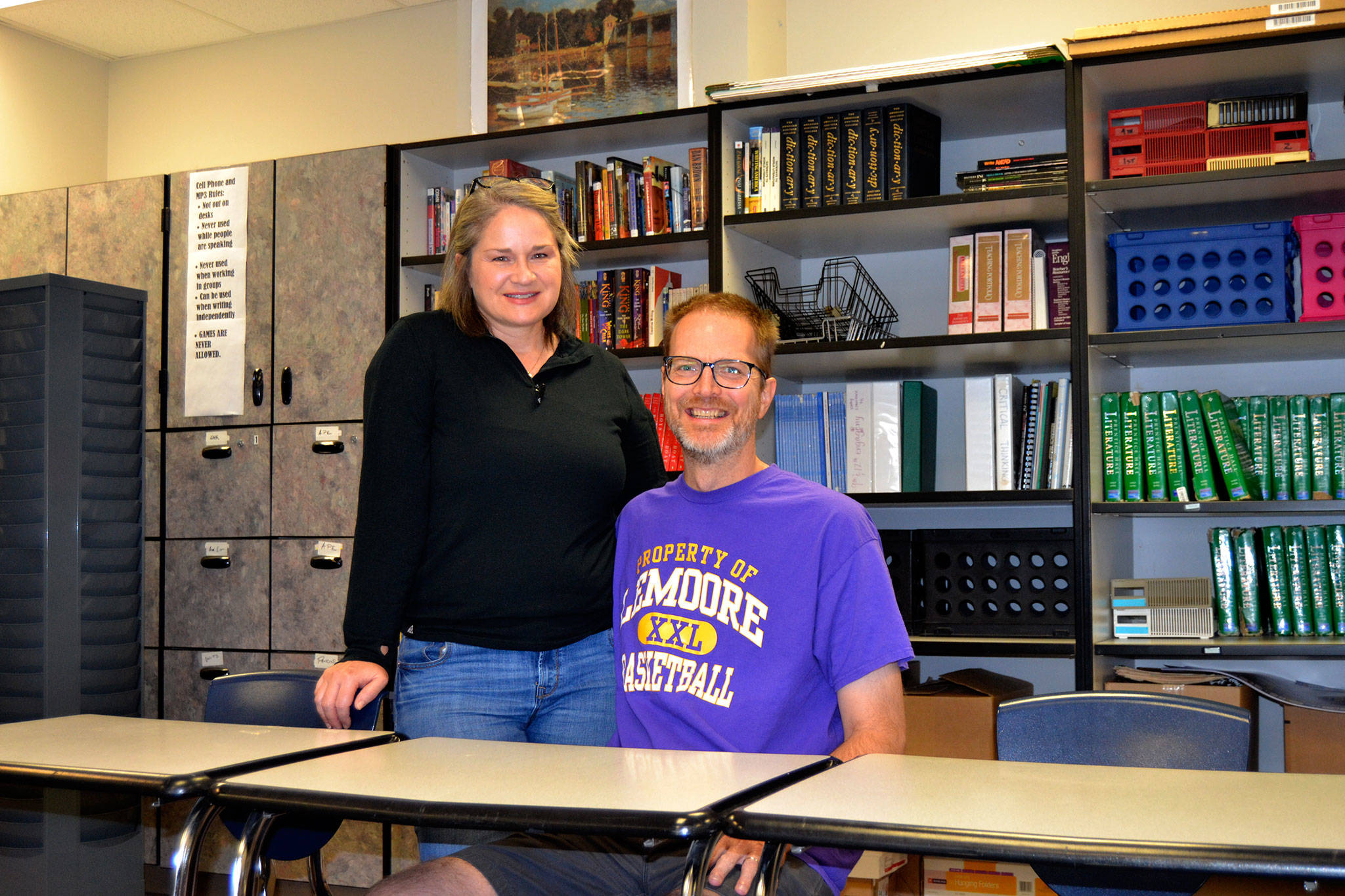 Jon and Cheryl Eekhoff say they are ready to start the school year at Sequim High School after taking some time off last school year after Jon fell from a ladder and sustained head trauma. Jon will teach ninth grade English and Cheryl 10th grade English. Sequim Gazette photo by Matthew Nash