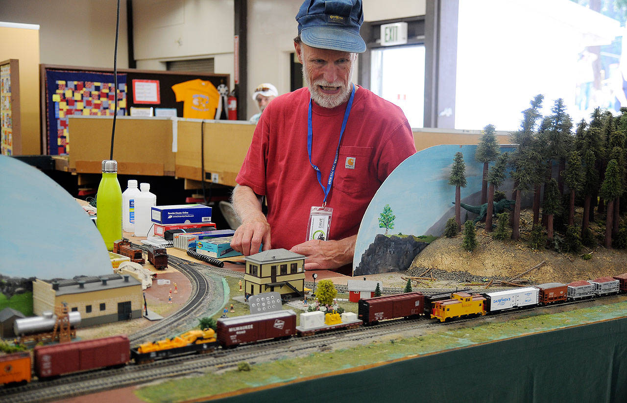Dave Anderson with the North Olympic Peninsula Railroaders runs a train during the Clallam County Fair in August. Sequim Gazette file photo by Michael Dashiell