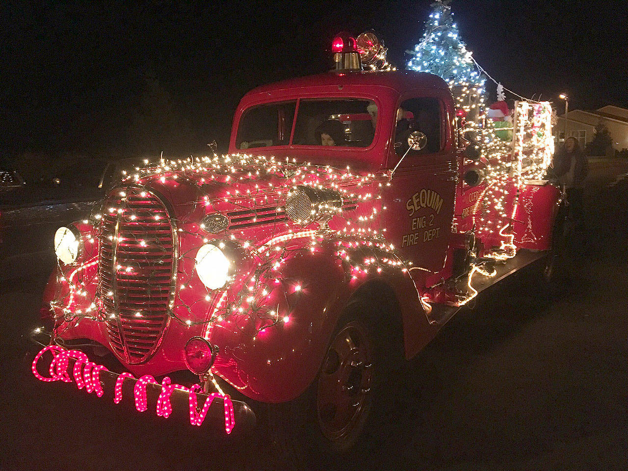Look for Santa’s Toy & Food Fire Brigade from Dec. 4-7 traveling through Sequim seeking donations for the Sequim Food Bank and Sequim Community Aid’s Toys for Sequim Kids. Submitted photo