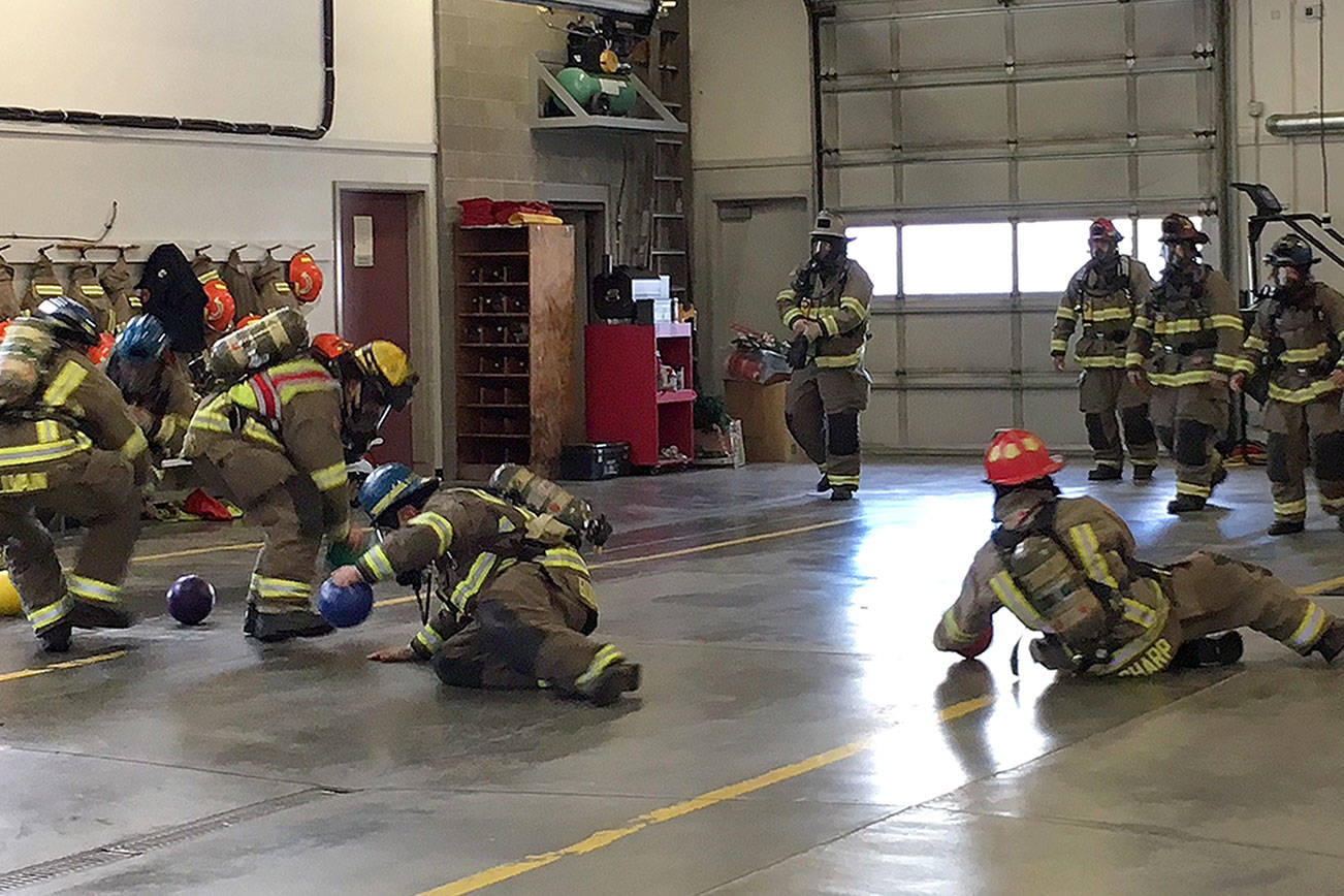 Firefighters step into dodgeball training
