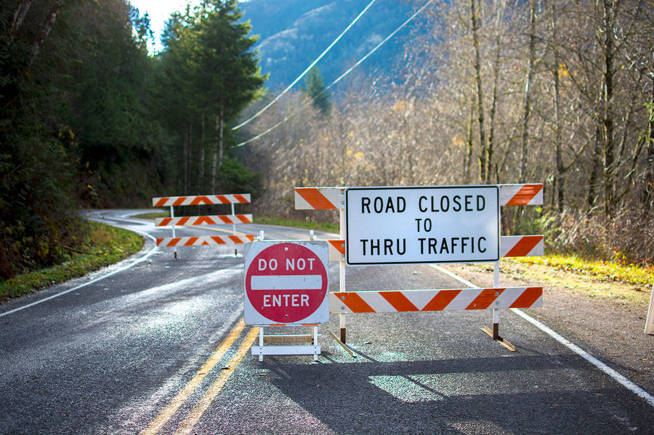 Olympic Hot Springs Road is closed to traffic after heavy rain caused the bank near the parking lot at Madison Falls to erode. Olympic National Park is asking the public to comment on its proposals to restore long-term access to the Elwha Valley. Photo by Jesse Major/Peninsula Daily News