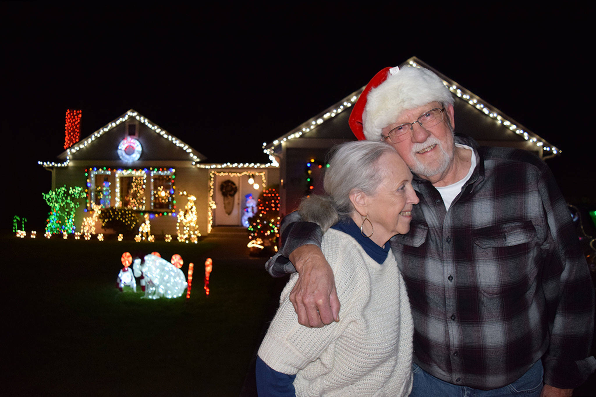 Linda and Dale Erickson put up a Christmas light display at their house off W. Sylvester Court since they moved to Sequim in 2000. It is a tradition they’ve carried on every year since they both retired and pays homage to raising their three sons. “My boys always loved the lights,” Dale said. Sequim Gazette photo by Erin Hawkins