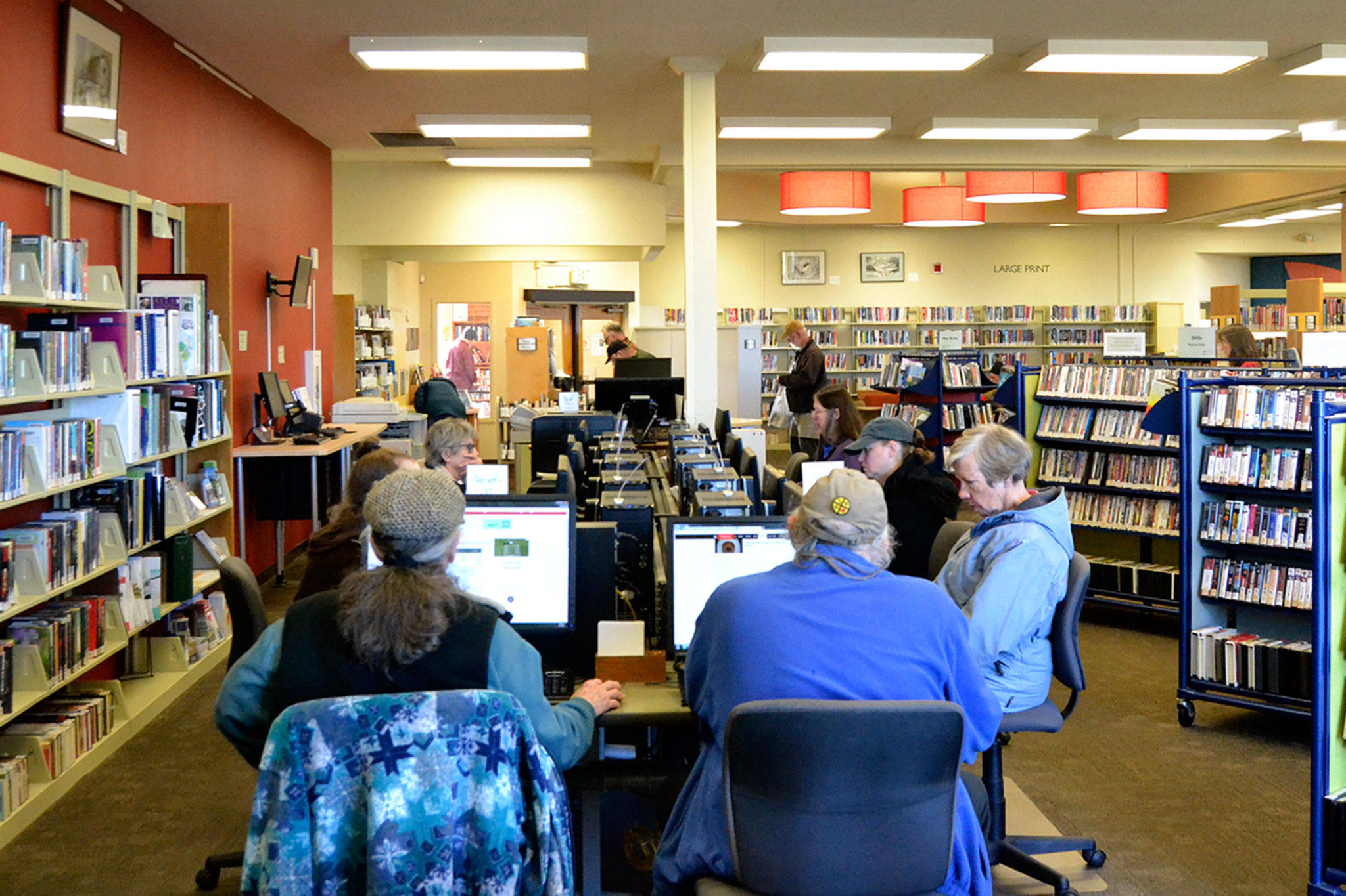 Patrons will likely have to wait until 2021 to see if the North Olympic Library System’s trustees will consider going back to voters again to expand the Sequim Library. Trustees voted on Feb. 28 to postpone staff work until then to focus on long-term planning. Sequim Gazette photo by Matthew Nash