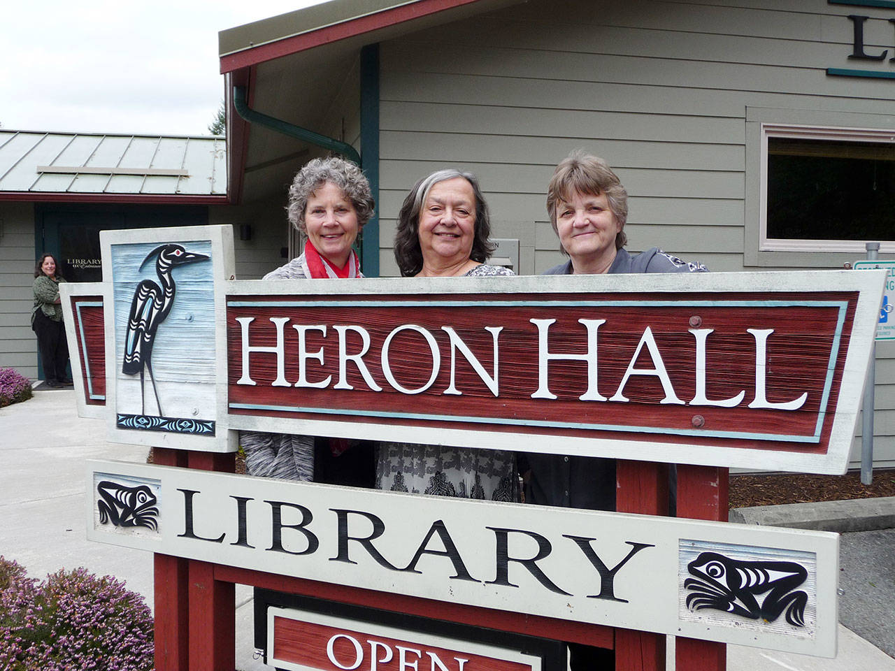 Staff members of the Jamestown S’Klallam Tribal Library are, from left, librarian Bonnie Roos, tribal elder Gloria Smith and Jan Jacobson. Sequim Gazette photo by Patricia Morrison Coate