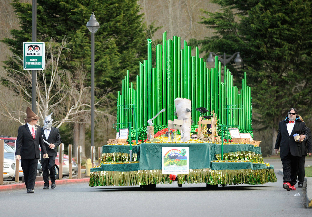 Prior to the first parade of the year, volunteers with the Sequim Irrigation Festival report the float’s generator was stolen sometime between April 2-3. The float made its first appearance at the unveiling on March 23. Sequim Gazette file photo by Michael Dashiell