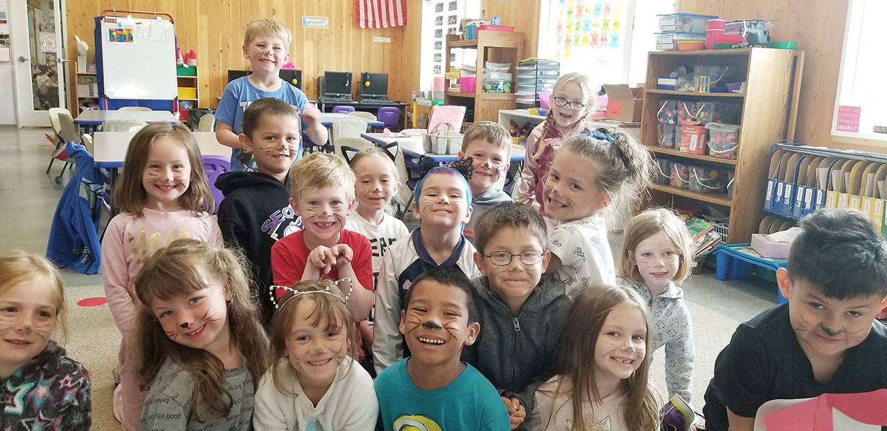 Students in Kelli Mishko’s kindergarten class celebrate the third day of their ABC Countdown” lesson. For the last 26 days of school, kindergarten has a letter and theme for each day. A is for Animal Day (bring your favorite stuffed animal). B is Book Day. C is for Cat Day. Say meow!
