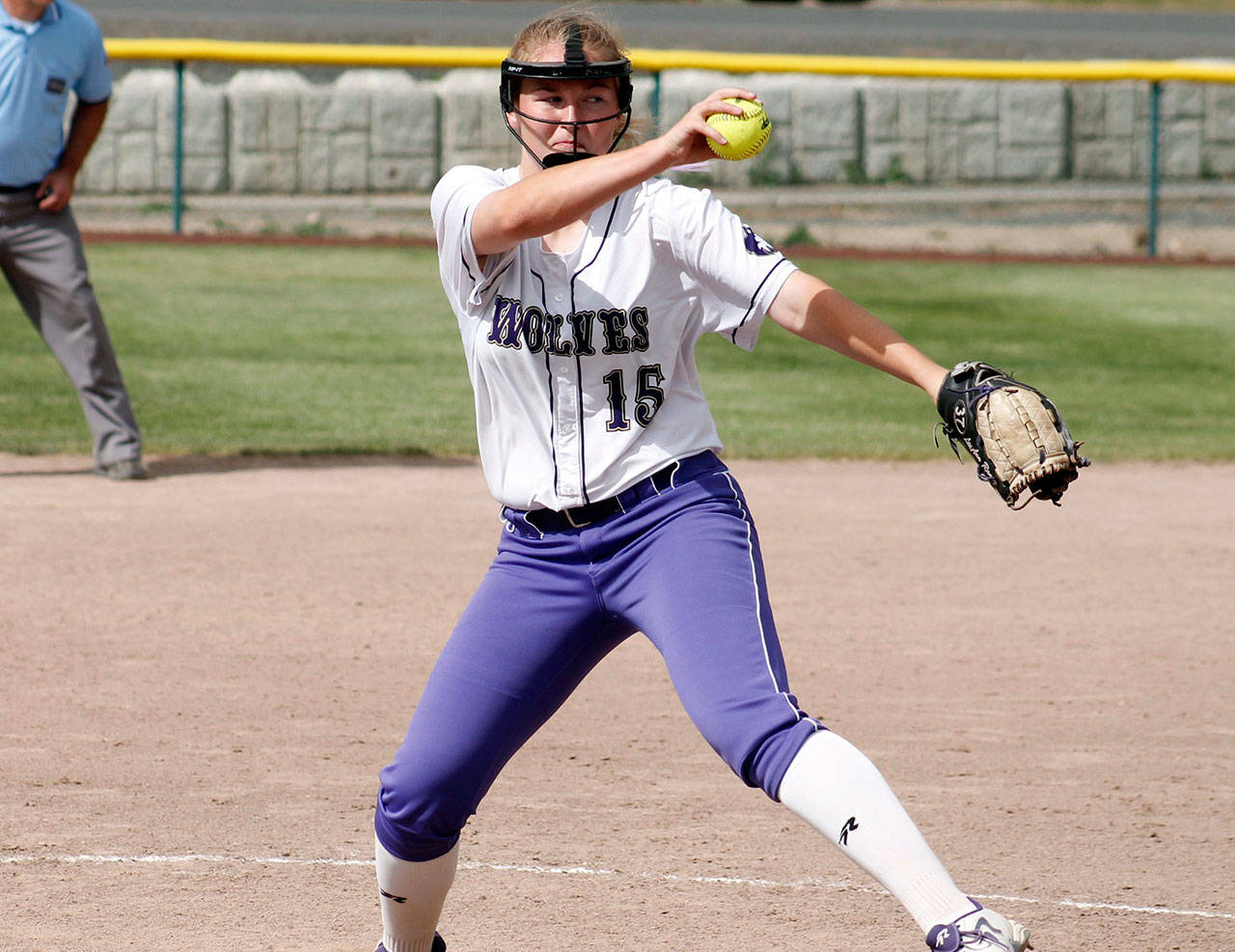 Sequim’s LeeAnn Raney pitches at the state 2A tournament. Photo by Mark Krulish/Kitsap News Group