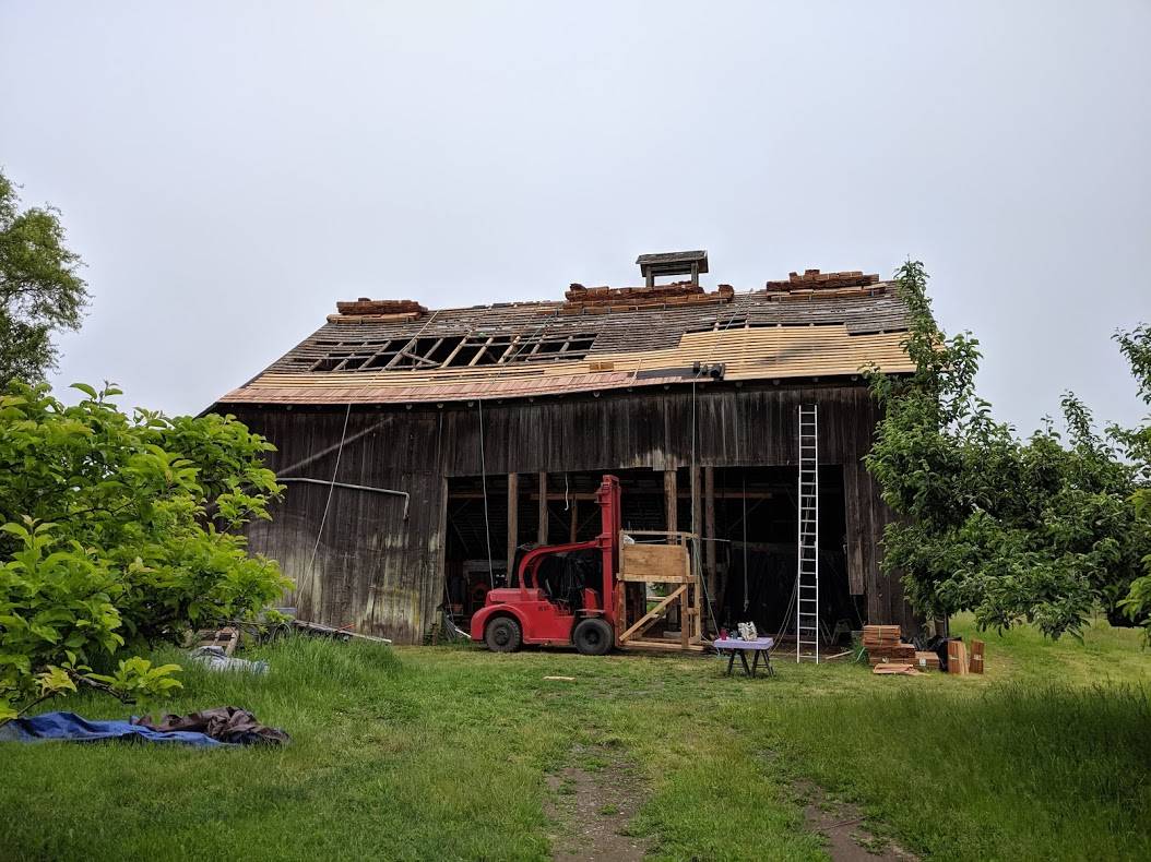 The Olson family’s barn at Lavender Connection, in various states of renovation. Photo courtesy of Rebecca Olson