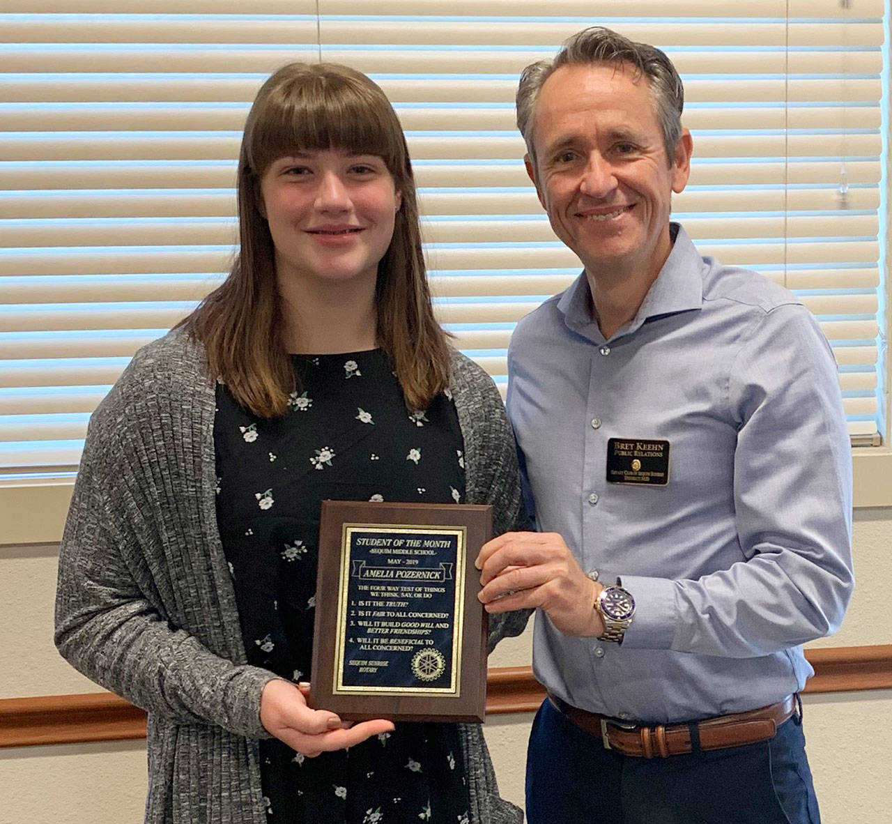Pozernick named Rotary’s Student of the Month