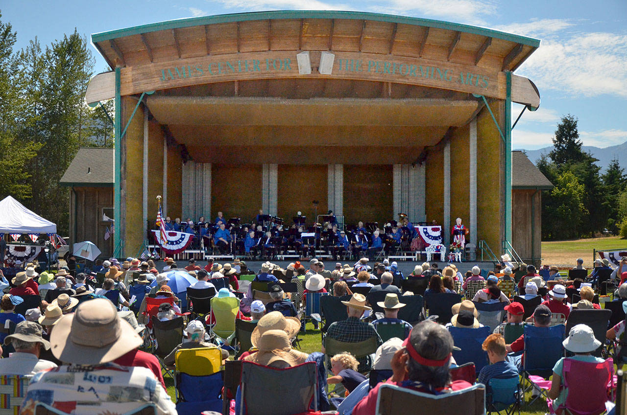 The Sequim City Band entertains a large crowd at the Independence Day concert in 2016. Submitted photo by Richard Greenway