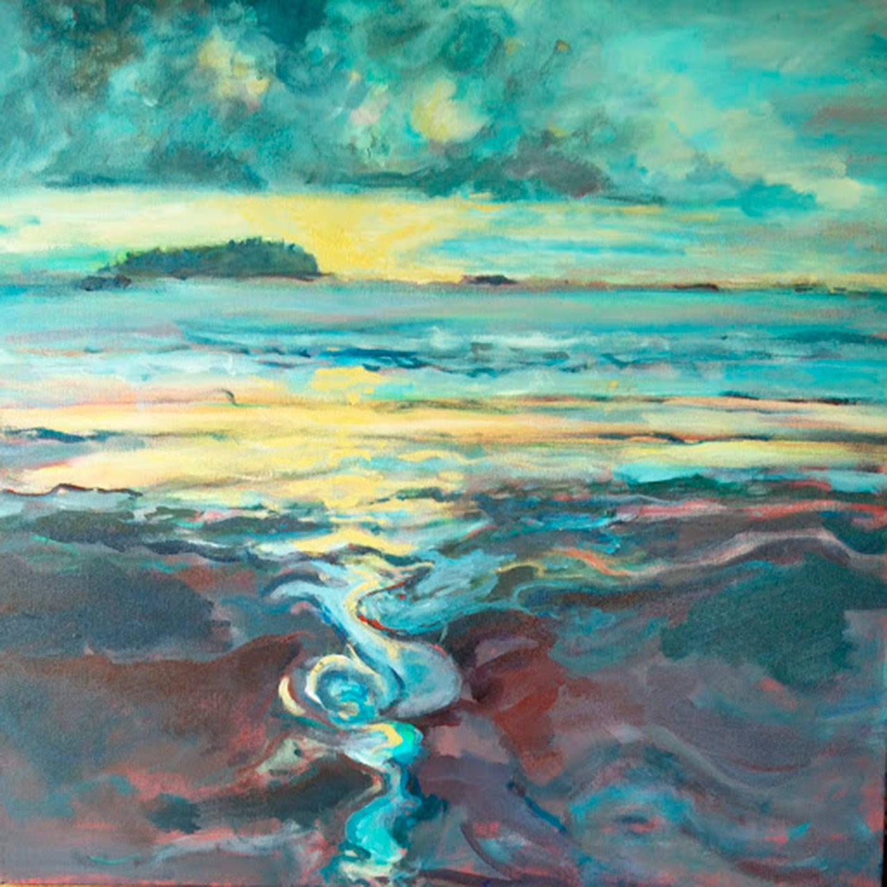 “Beach 2” by Lynne Armstrong, one of two featured artists at the Blue Whole Gallery in August. Submitted art