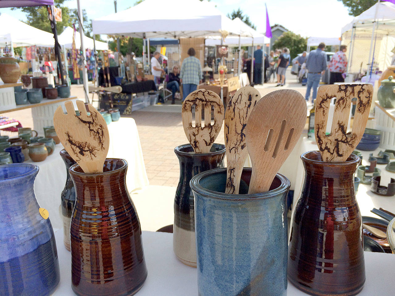 Art of Pottery displays wares at the Sequim Farmers Market. Photo courtesy of April Hammerand/Sequim Farmers Market