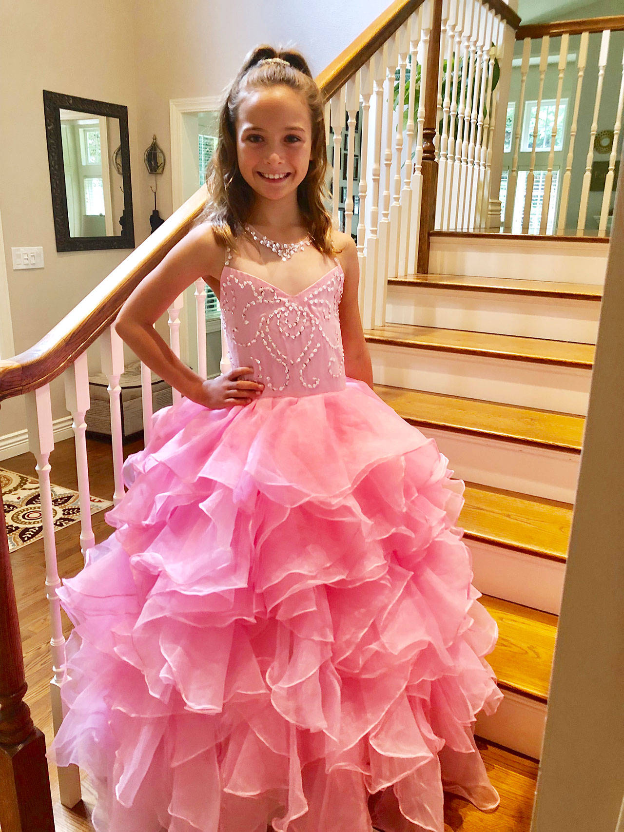 Genevieve Wakefield, 9, seeks the Miss Washington Junior Pre-Teen title this Saturday and Sunday where she’ll compete in multiple categories, including personal interview and personal introduction in Tacoma. Photo courtesy of Lula Wakefield