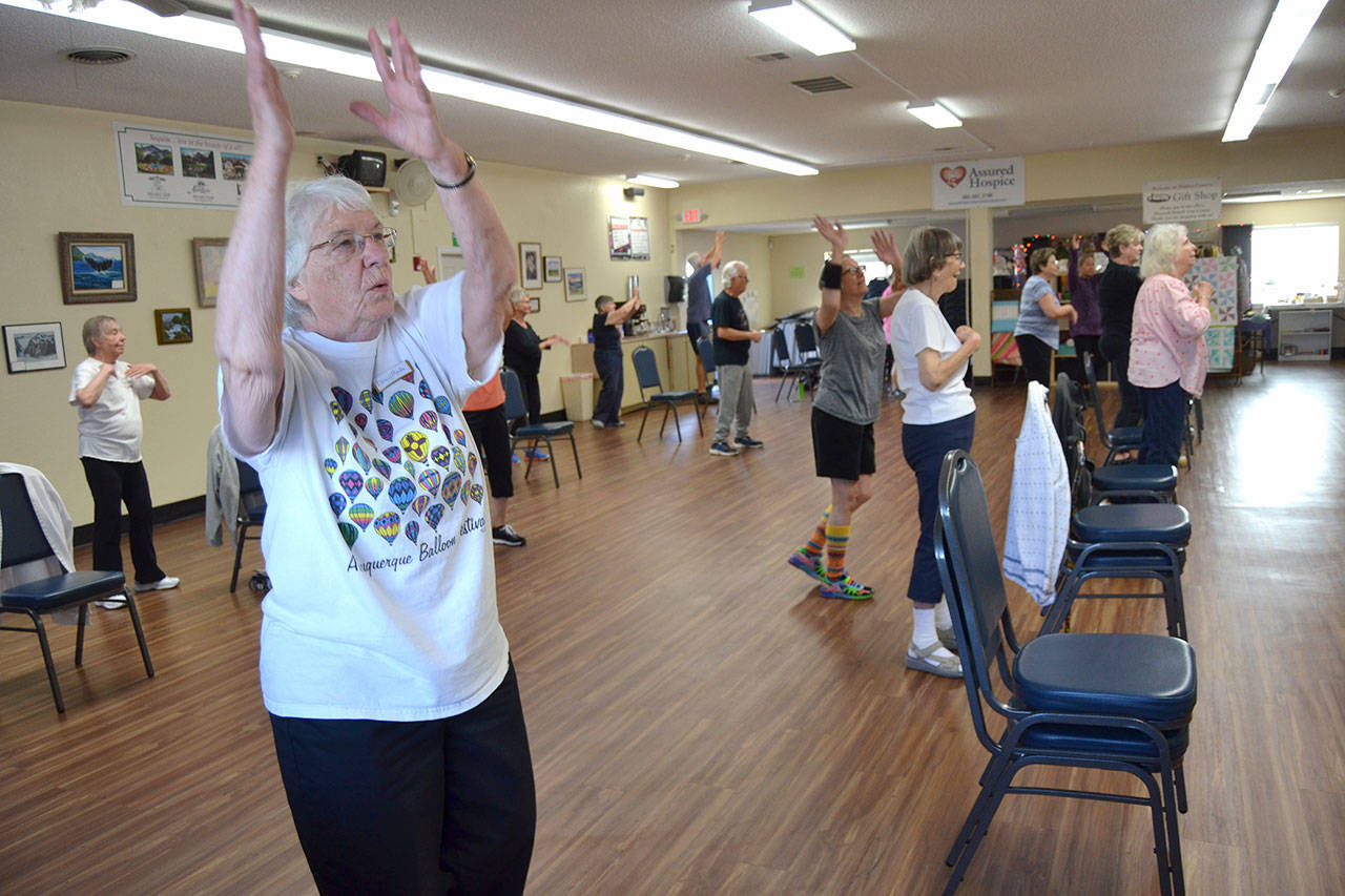 Nancy Martin participates in the Shipley Center’s balance exercise class on Sept. 6. When asked if the class has benefited her after three years, she said, “Oh, gosh yes! I don’t wobble as much.” Various classes like the balance exercise class will demonstrate their activities at an open house on Sept. 12.