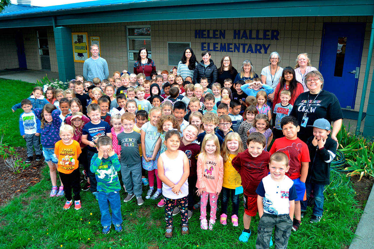Helen Haller Elementary kindergartners and their teachers enjoyed their first week together from Sept. 9-13. Sequim Gazette photo by Matthew Nash