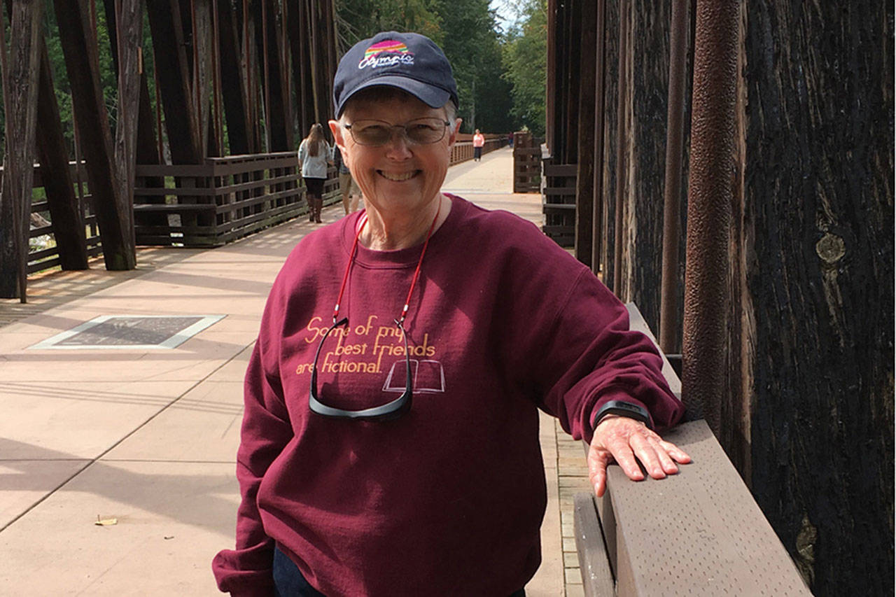 Alice McCracken said she set her latest book “The Little Red Barn: An Olympic Romance” around Sequim at some of her favorite places like The Dungeness River Railroad Bridge. Submitted photo