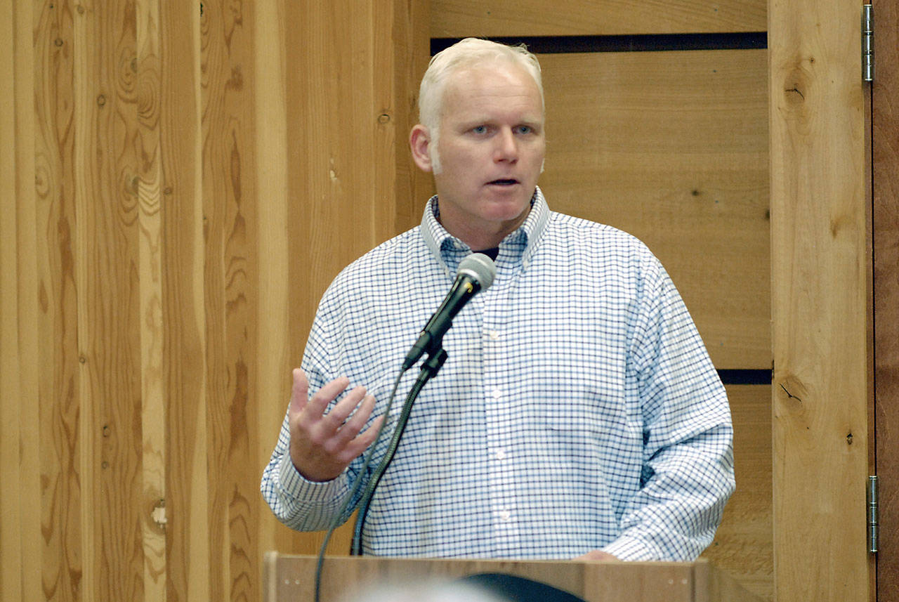 State Rep. Steve Tharinger speaks during a leadership conference at Peninsula College in Port Angeles last week. Photo by Keith Thorpe/Peninsula Daily News