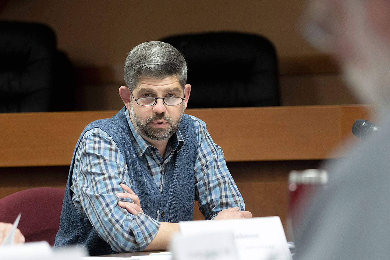Clallam County Commissioner Mark Ozias suggested to the Board of Health on Sept. 17 that it should postpone making a decision on a proposed $13 per year fee for septic system owners that would fund the state-mandated on-site septic program. Photo by Jesse Major/Peninsula Daily News
