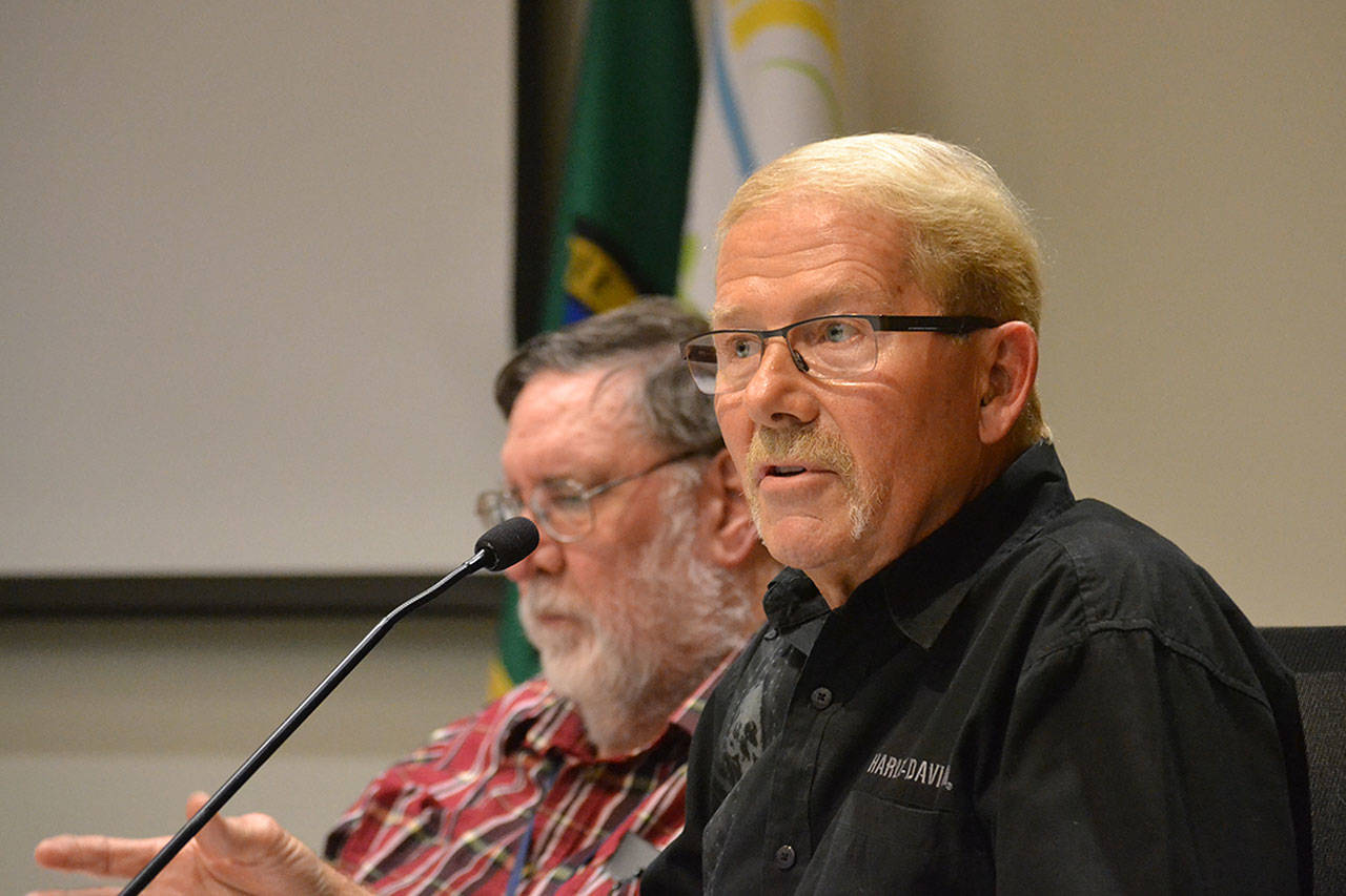 Sequim city councilor William Armacost said on Sept. 23 that a poll, whether online or in-person, gives residents an opportunity to speak on the proposed Medication-Assisted Treatment, MAT, facility. “Our personal opinions should have nothing to do with this decision. It should be based on the needs of the citizens of Sequim.” Sequim Gazette photo by Matthew Nash