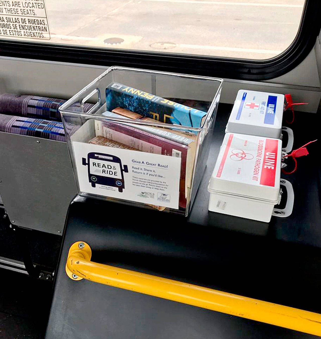 The North Olympic Library System and Clallam Transit have partnered to make available books and magazines to riders of select transit system bus routes. Photo courtesy of North Olympic Library System