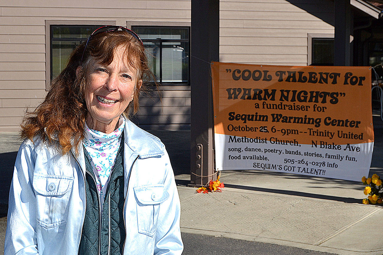 Jean Pratschner stands outside Trinity United Methodist Church where her and OlyCAP’s fundraiser Cool Talent for Warm Nights runs Oct. 25 to raise support for the Sequim Warming Center. The center will open November-March in St. Luke’s Episcopal Church whenever temperatures go below 36 degrees so long as there is enough funding and volunteers in place. Sequim Gazette photo by Matthew Nash