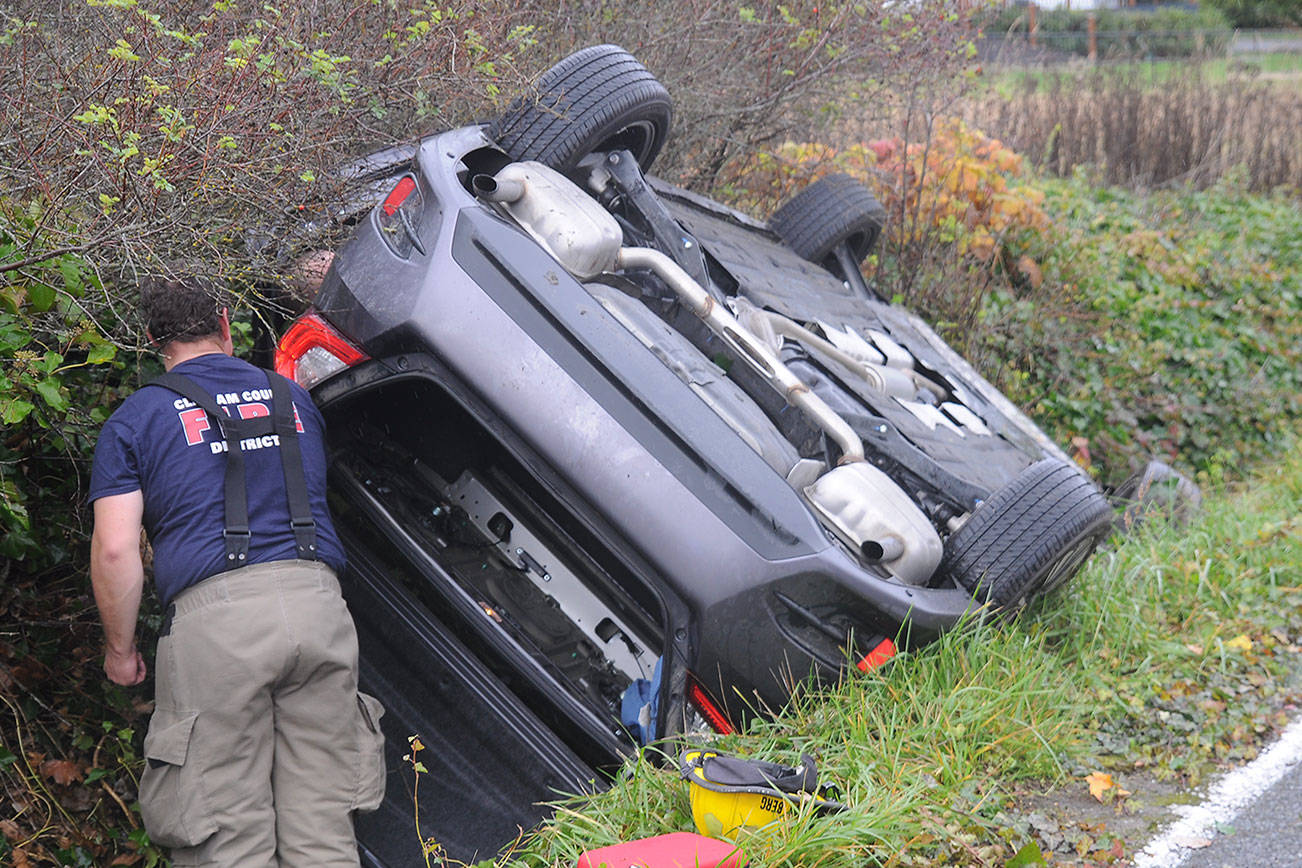 None injured in one-car roll-over on West Sequim Bay Road