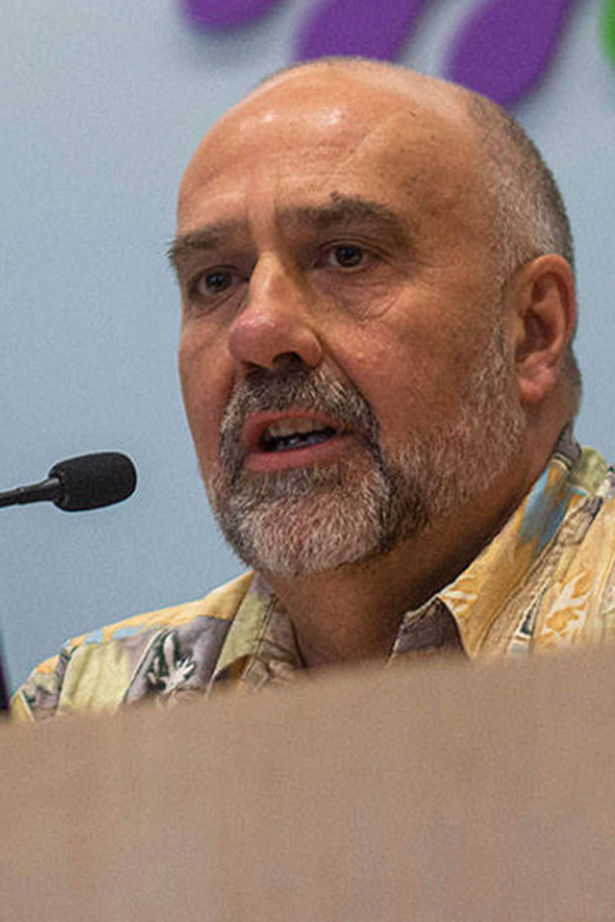 Jim Stoffer, pictured speaking during a League of Women Voters forum in October for the candidates for Sequim School Board, position 3, won reelection on Nov. 5. Olympic News Group file photo by Jesse Major