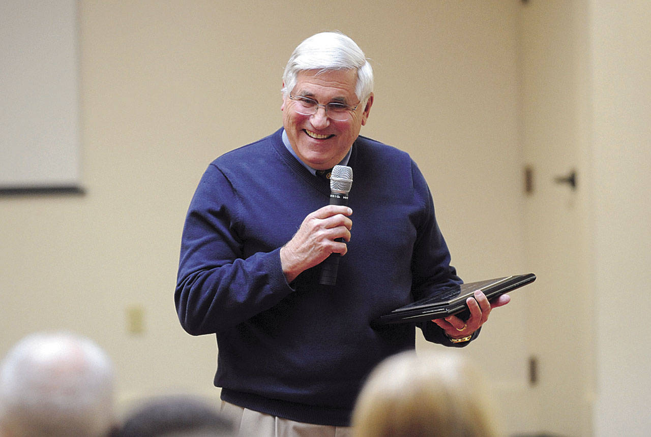 Jim Pickett, pictured here accepting his 2010 Sequim-Dungeness Valley Chamber of Commerce in February of 2011, died on Nov. 15. Sequim Gazette file photo by Michael Dashiell