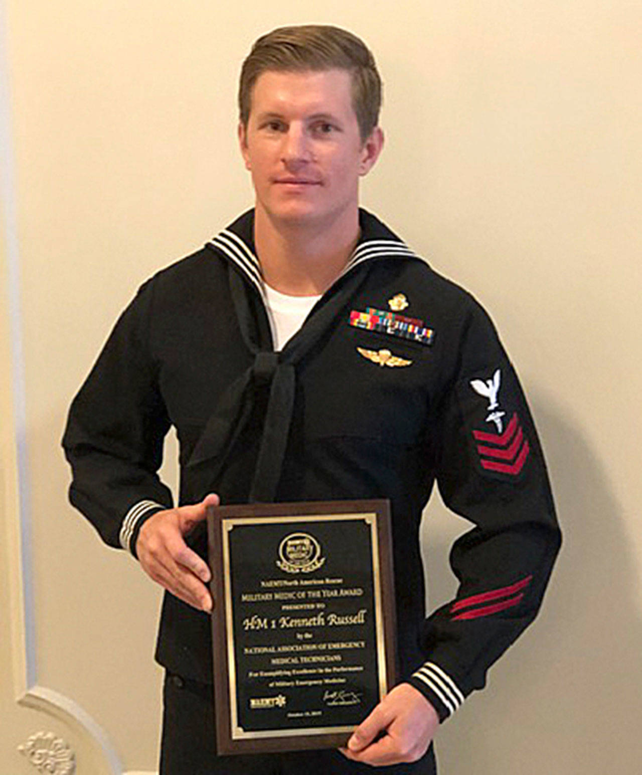 Kenneth Russell of Sequim was awarded the National Association of Emergency Medical Technician (NAEMT) North American Rescue Military Medic of the Year honor in October. Submitted photo