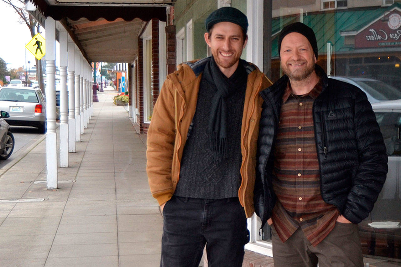Associate Pastor David Isaac Rivers and Senior Pastor Hans Bailey stand outside the new space for Calvary Chapel Sequim in downtown. Bailey said they wanted to move to be closer to the people. Sequim Gazette photo by Matthew Nash