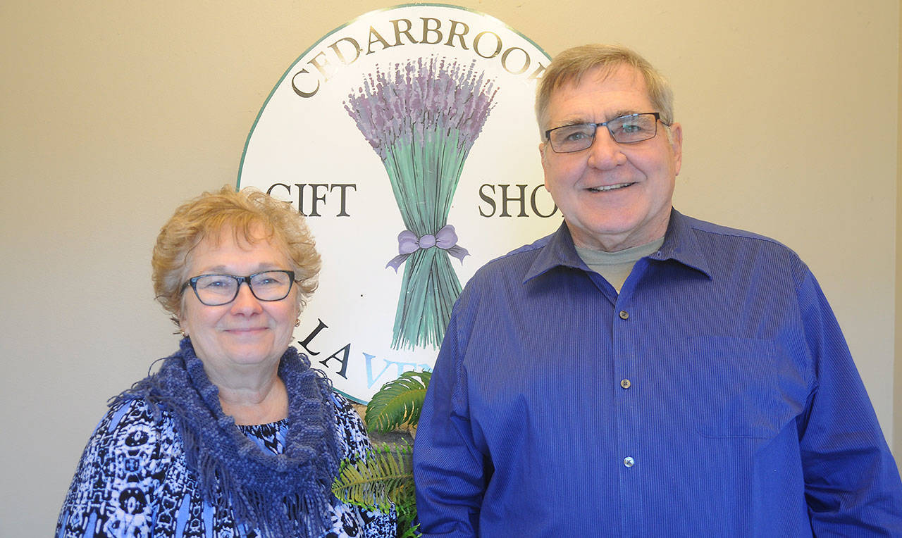 Gary and Marcella Stachurski of Cedarbrook Lavender & Herb Farm re-open their gift shop at 120 W. Washington St. on Nov. 20. The Stachurskis were looking to keep a presence in their downtown location after the building their shop was located was sold, and were able to move in to their current storefront earlier this month. Sequim Gazette photo by Michael Dashiell