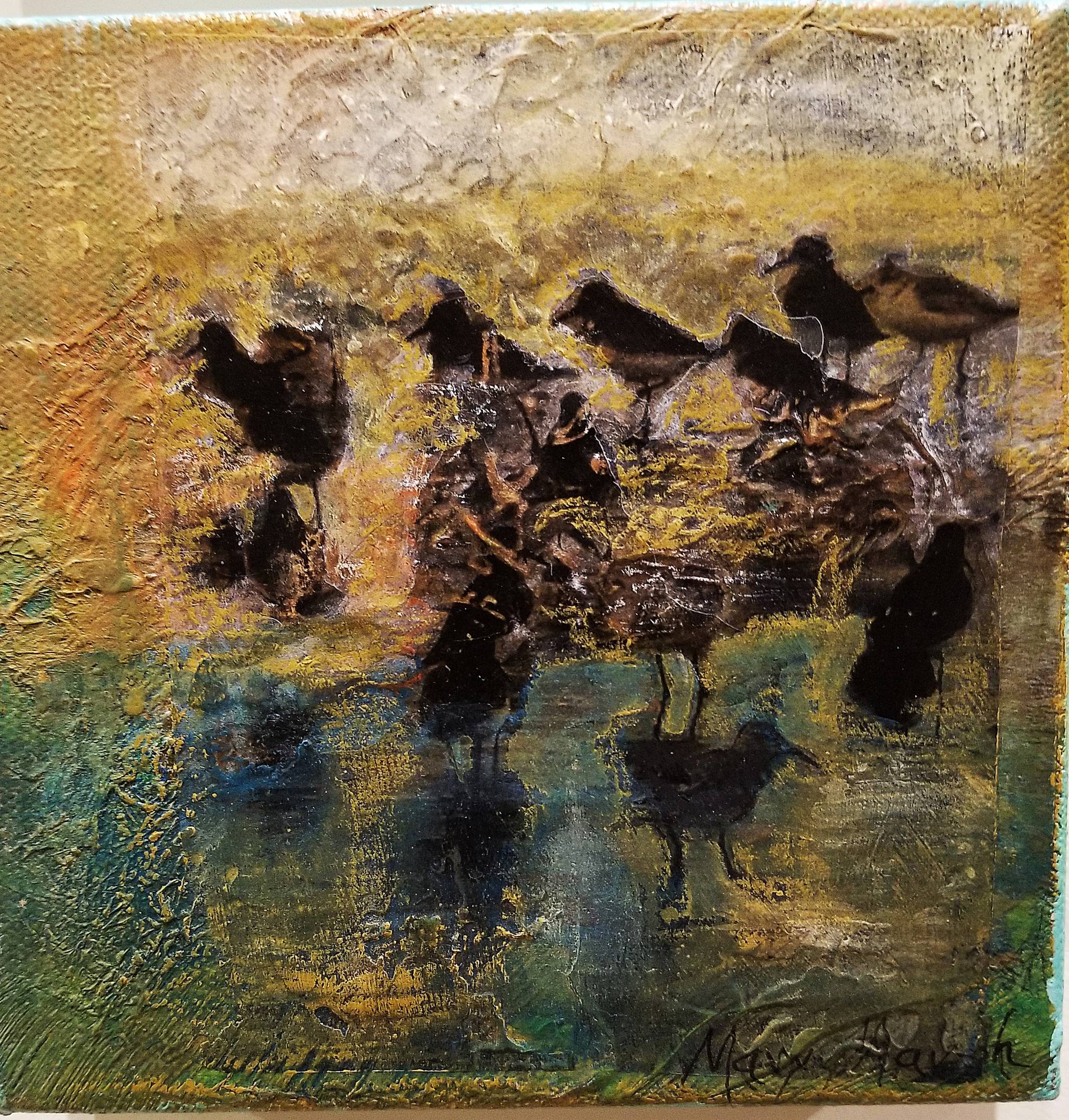 Sequim artist Mary Marsh has three small works (6 inches square) in the Small Expressions 18 juried show (including the pictured” By the Shore”) that runs through Dec. 30 at Northwinds Gallery in Port Townsend. She also has two photos are in the “Illuminations” exhibit at Sequim Civic Center that shows in January. Submitted art