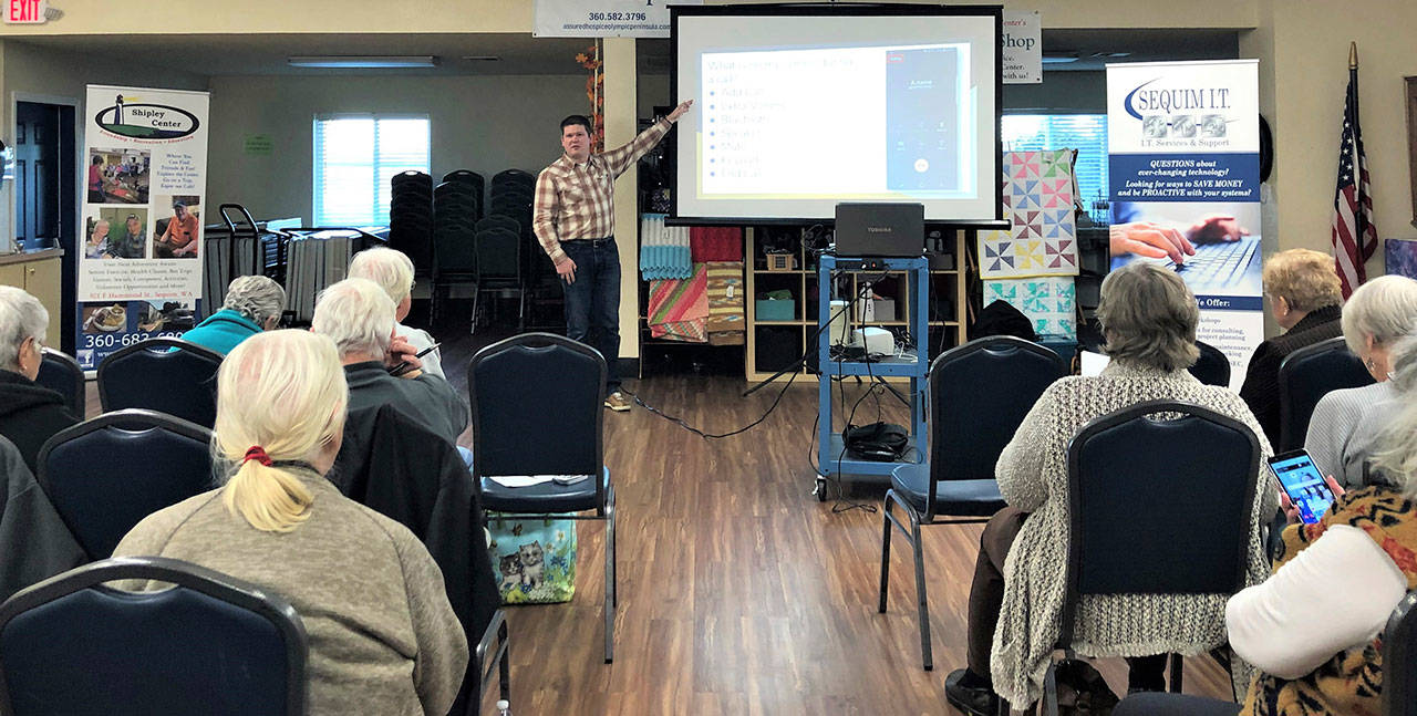 Sequim I.T. representatives host a smartphone basics class at the Shipley Center in November. Submitted photo