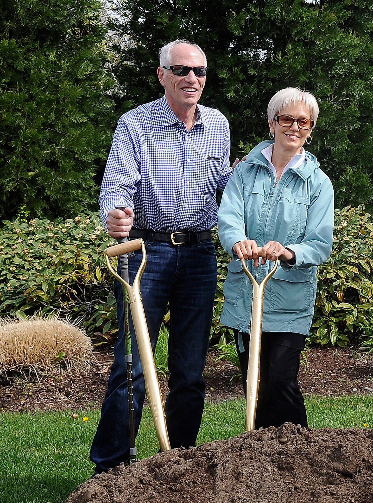 Bill and Esther Littlejohn are pictured at a groundbreaking ceremony at the Olympic Medical Cancer Center in April. The event honored major donors to a campaign that raised $1.2 million of the $4.4 million OMCC expansion. Bill Littlejohn, a longtime businessman and philanthropist, died Dec. 12. Sequim Gazette file photo by Michael Dashiell