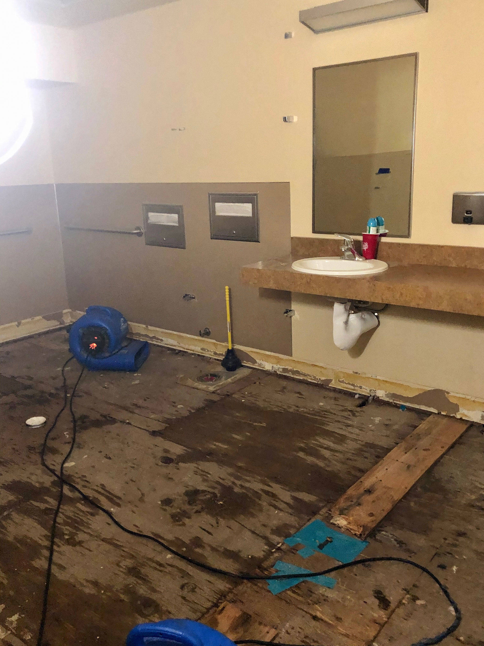 Flooding damaged many rooms in Sequim’s Sound Community Bank branch on Dec. 7. More water damage occurred on Dec. 20 causing issues with the building’s electrical system causing staff to shut the branch down. Photo courtesy of Sound Community Bank