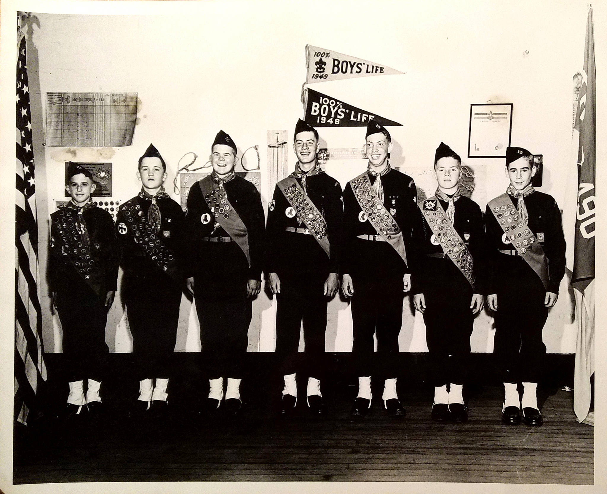 Boy Scout Troop 490, circa 1949. Photo from Rotary Club of Sequim archive files