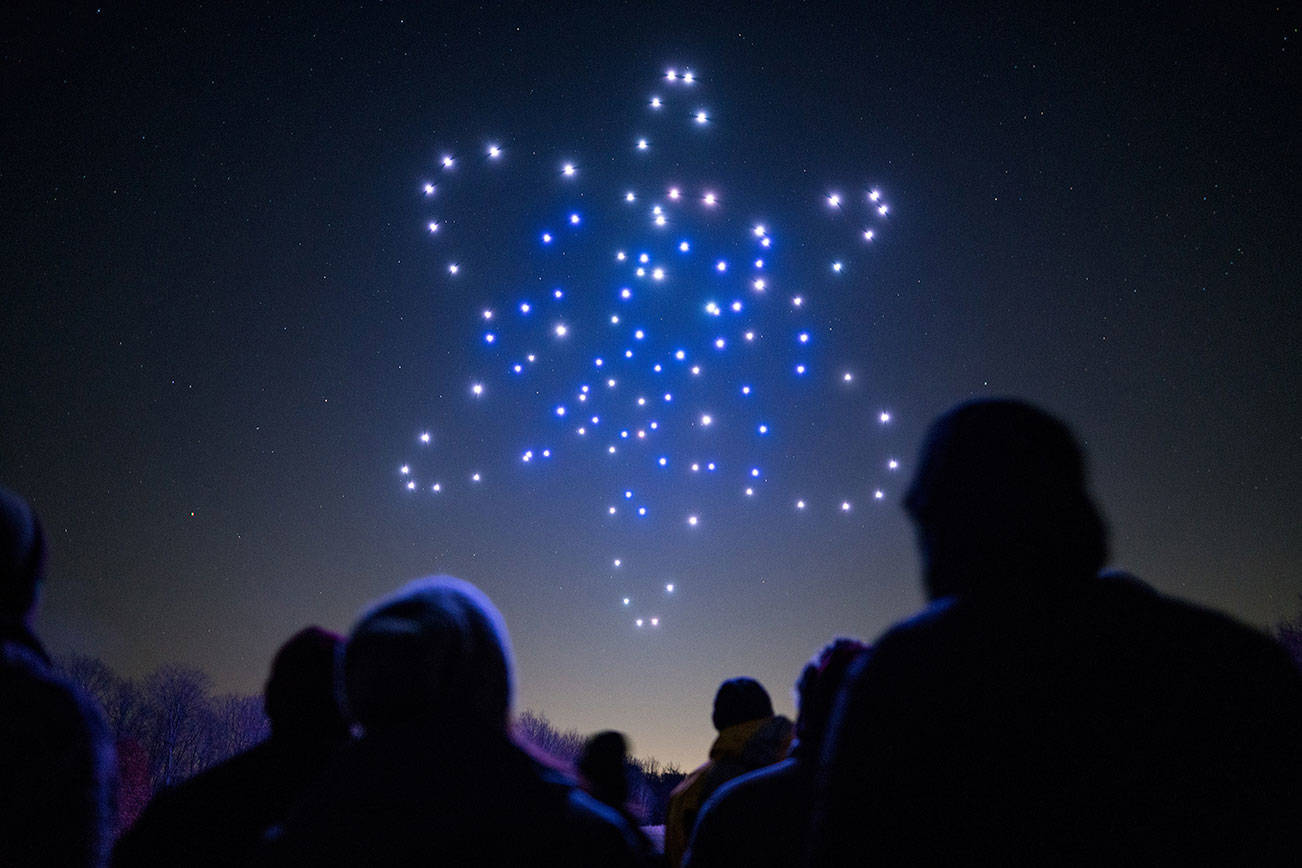 The Sequim Sunshine Festival, set for March 6-7, will feature an illuminated drone show. Photo courtesy of Firefly Drone Shows