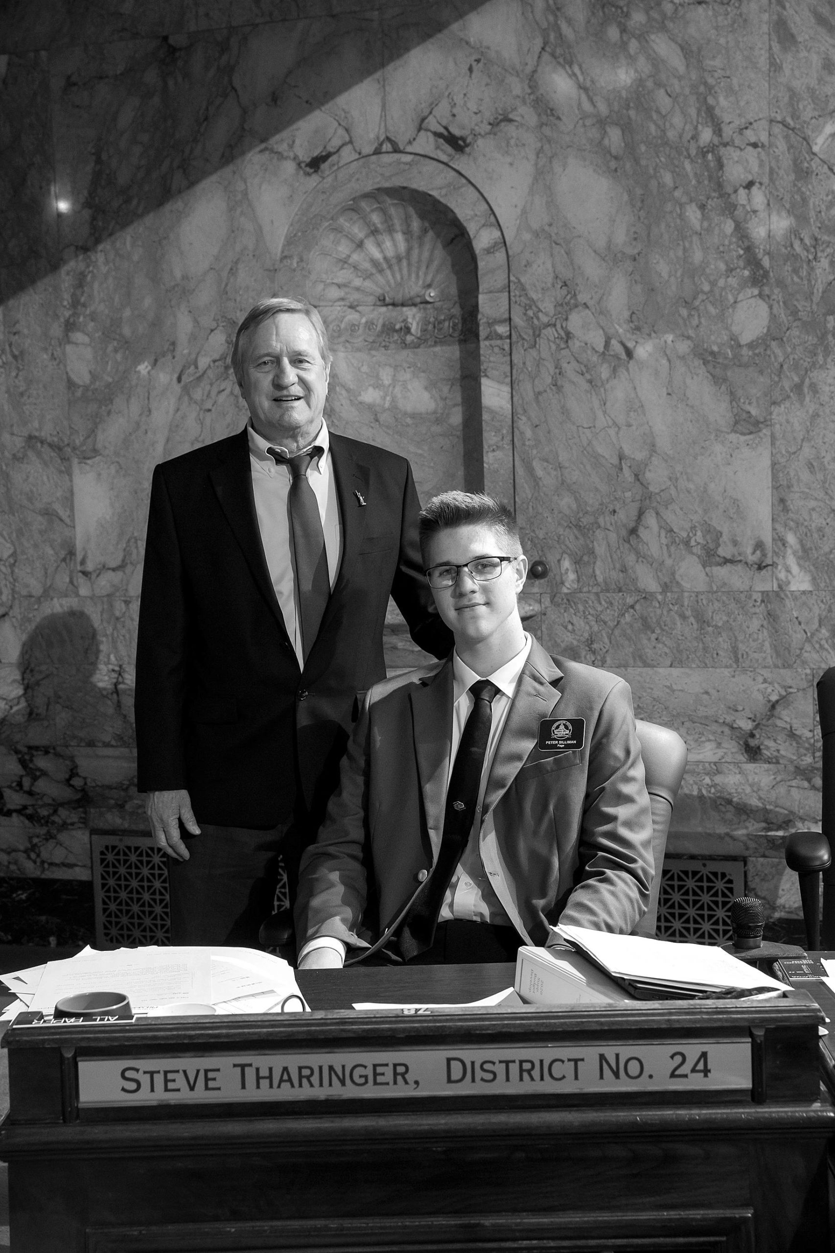 Sequim High School junior Peter Silliman serves as a page this week in the Washington State House of Representatives last week. Sponsored by Rep. Steve Tharinger (D-Port Townsend), Silliman is the son of Cliff Silliman of Sequim. Pages assume a wide variety of responsibilities from presenting the flags to distributing amendments on the House floor. They also receive daily civics instruction, drafting their own bills and participating in mock committee hearings. Photo courtesy of Washington State Legislative Support Services