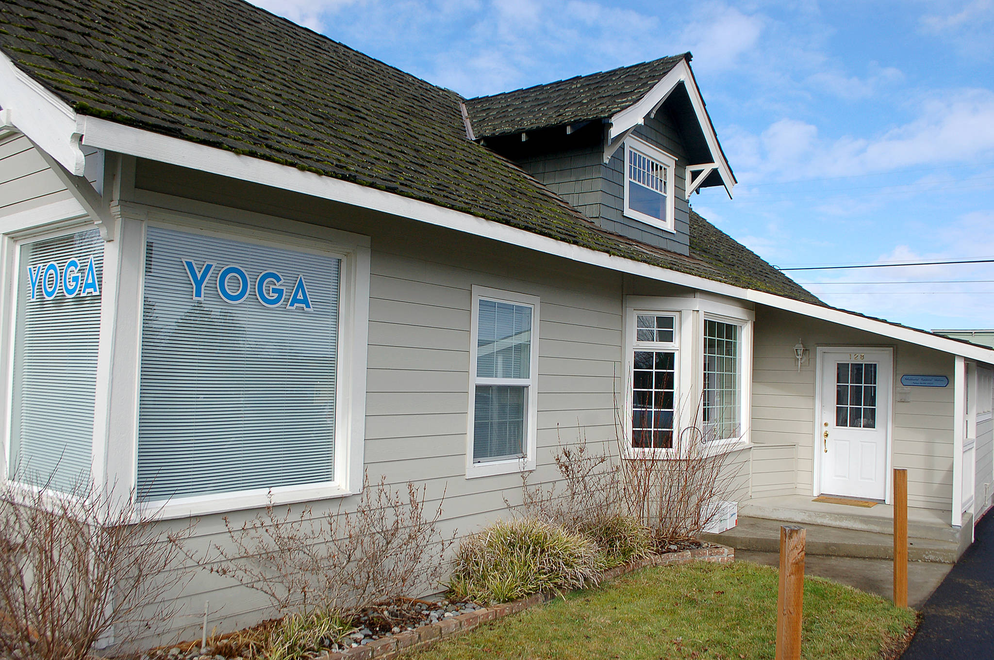 An exterior view of the Yoga-Sutras Institute at 128 W. Bell St. Sequim Gazette photos by Conor Dowley